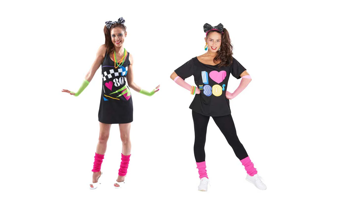 80s dress and 80s t shirt costume