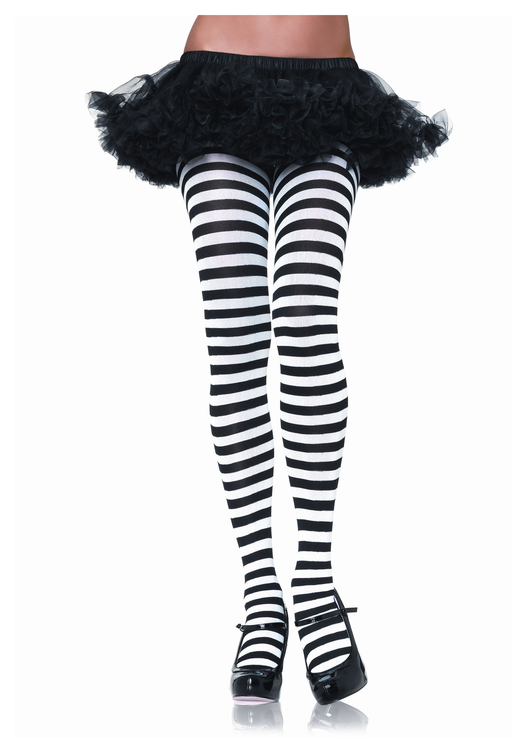 Black White Striped Tights for Women Women's Tights