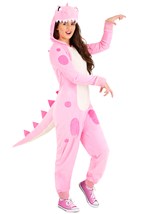 Women's Pink Dinosaur Onesie Main