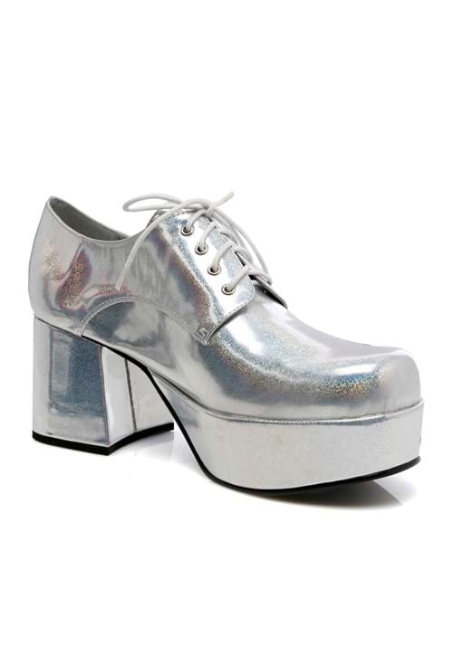 Mens Silver Hologram Pimp Shoe