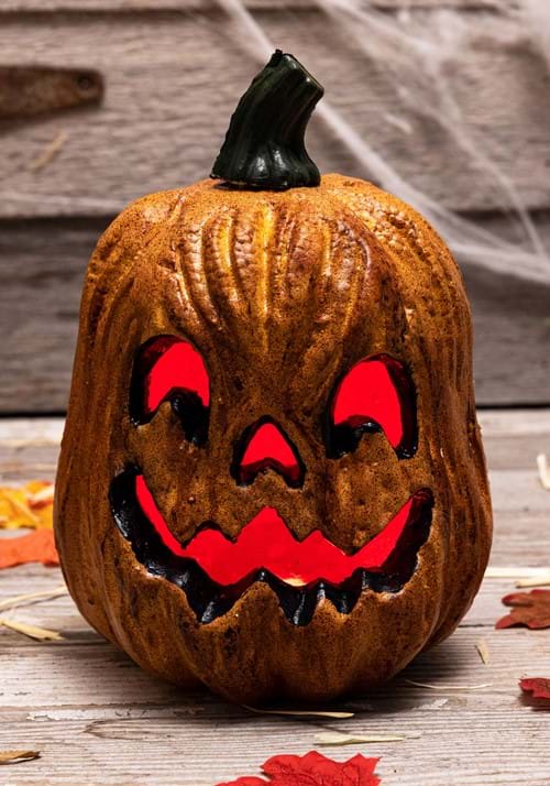 Light Up Scary Pumpkin with Red Lights