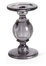 Set of Three Gray Transparent Glass Candleholders Alt 1