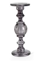 Set of Three Gray Transparent Glass Candleholders Alt 3