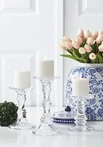 Set of Three Short Glass Candleholders Alt 3