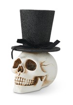 5" Resin Skull w/ Glittery Black Top Hat Alt 1