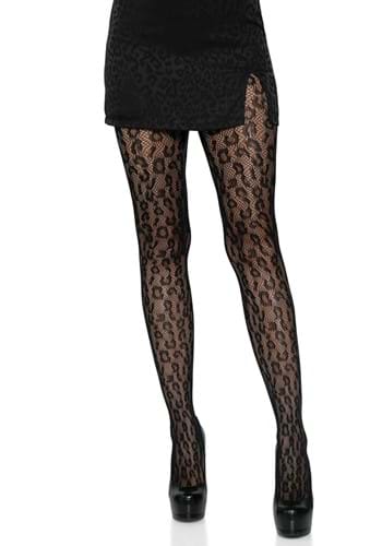 Black Leopard Net Tights
