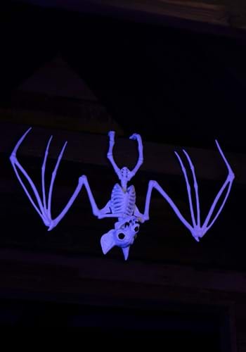 11" Black Light Ghostly Bat Skeleton