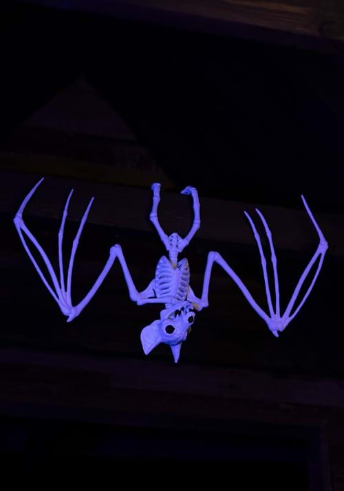 11" Black Light Ghostly Bat Skeleton