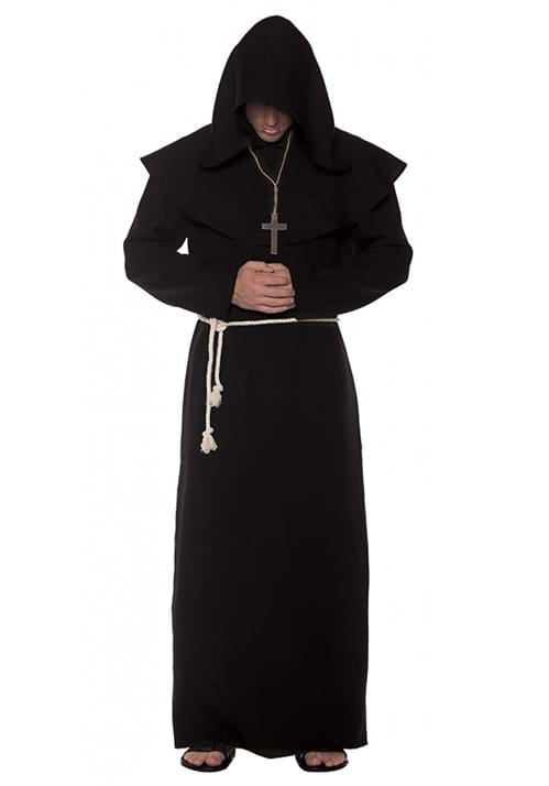 Mens Monk Black Robe Costume