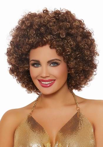 Adult Brown Disco Wig Alt 1