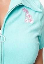 Womens Barbie x Unique Vintage Blue Terry Cloth Romper Alt 3