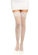 Women's White Anti-Slip Thigh High Stockings