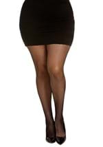 Women's Plus Size Black Fishnet Pantyhose with Back Seam