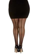 Women's Plus Size Black Fishnet Pantyhose with Back Seam Alt
