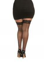 Women's Plus Size Black Fishnet Thigh High w/ Top  Alt 1