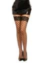Womens Black Fence Net Thigh High Stockings