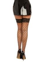 Womens Black Fence Net Thigh High Stockings Alt 1