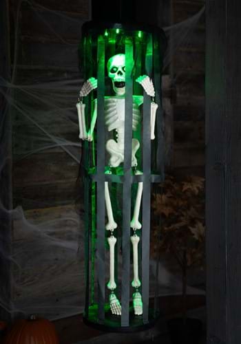 40 Inch LED Sound Activated Shaking Skeleton in Cage