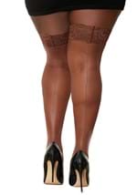Womens Plus Size Espresso Fishnet Thigh Highs Alt 1