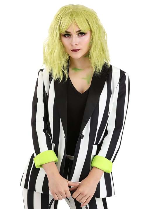 Womens White and Black Stripe Blazer Plus UPD