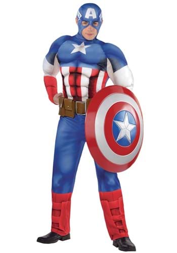 MENS PLUS CAPTAIN AMERICA MUSCLE COSTUME