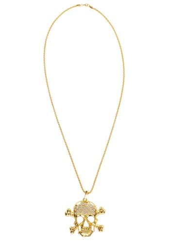 Gold Skull and Crossbones Pirate Costume Necklace